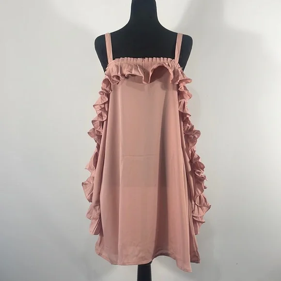 New Pretty Angel Pink,Baby doll dress, Tunic,Open shoulder,Ruffle,Large - Picture 2 of 12
